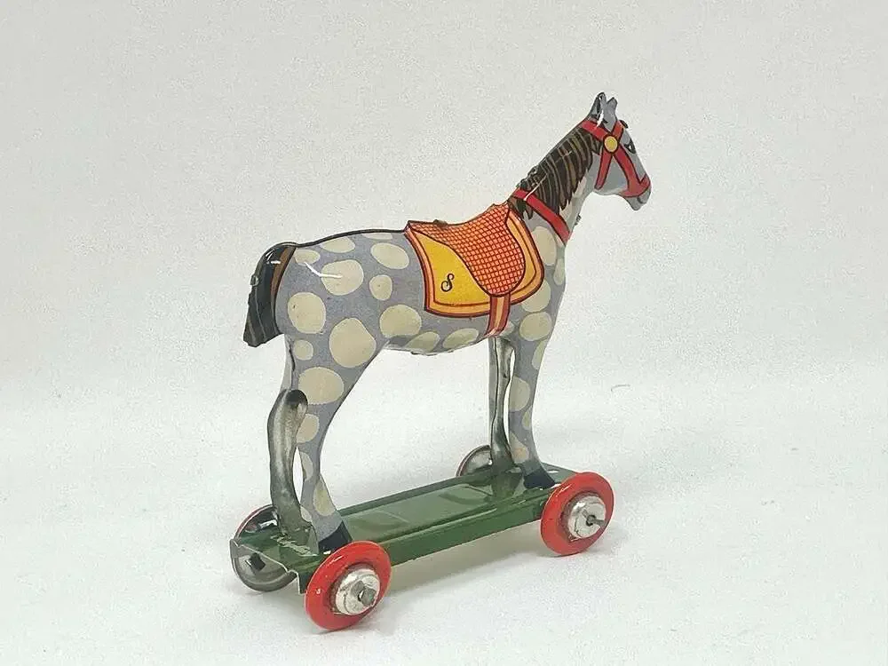 Miniature Tin Toy Horse on Wheels Vintage Penny Toy Ornament by Schylling